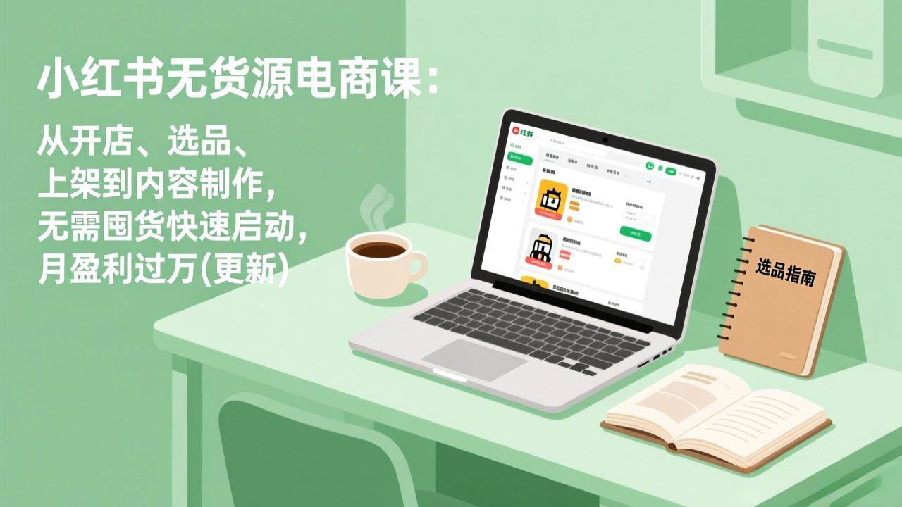 （19512期）小红书无货源电商课(7月更新)：从开店、选品、上架到内容制作，无需囤货快速启动，月盈利过万-啥好玩