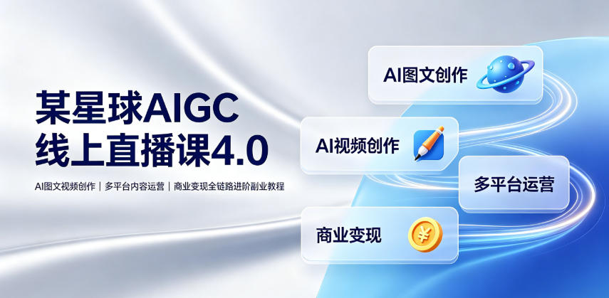 某星球AIGC线上直播课4.0｜AI图文视频创作、多平台内容运营、商业变现全链路进阶副业教程-啥好玩