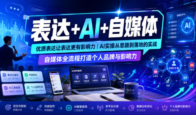 表达+AI+自媒体，优质表达让表达更有影响力|AI实操从思路到落地的实战|自媒体全流程打造个人品牌与影响力-啥好玩