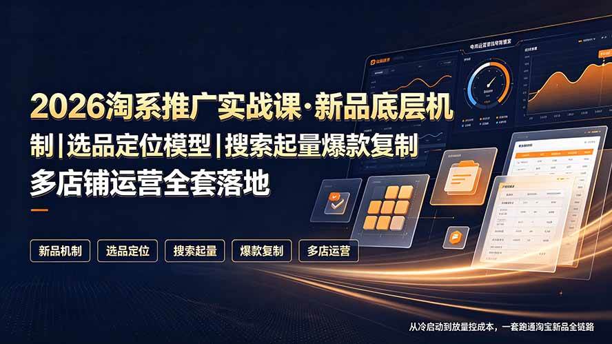 （19272期）2026淘系推广实战课·新品底层机制｜选品定位模型｜搜索起量爆款复制多店铺运营全套落地教程 - 啥好玩-啥好玩
