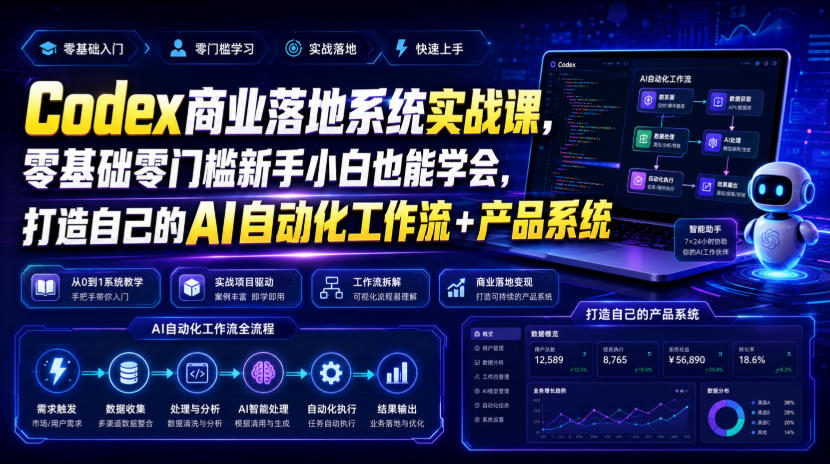 Codex商业落地系统实战课，零基础零门槛新手小白也能学会，打造自己的AI自动化工作流+产品系统 - 啥好玩-啥好玩