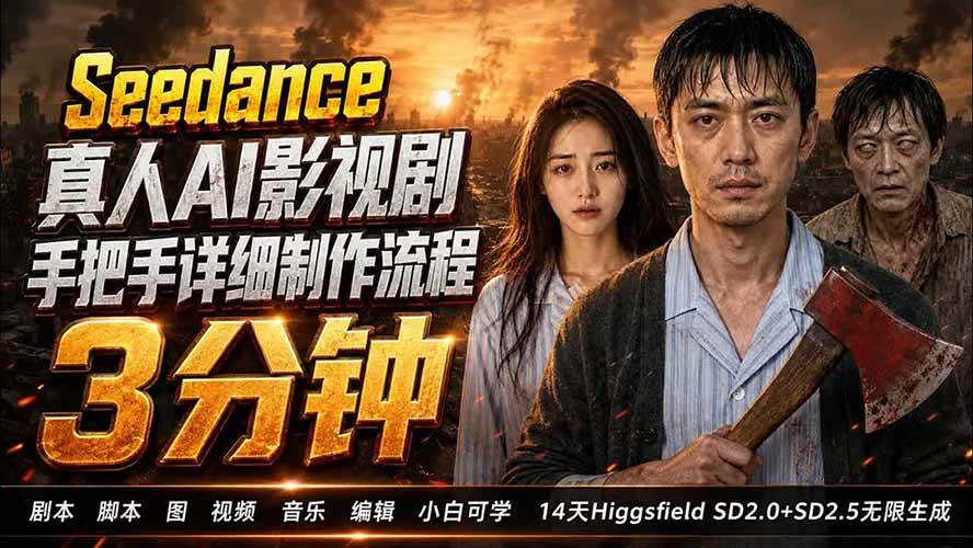 （19706期） 3分钟真人AI影视剧怎么做？SD 2.0手把手完整制作流程｜Higgsfield 14天SD 2.0/2.5无限生成 - 啥好玩副业网-啥好玩副业网