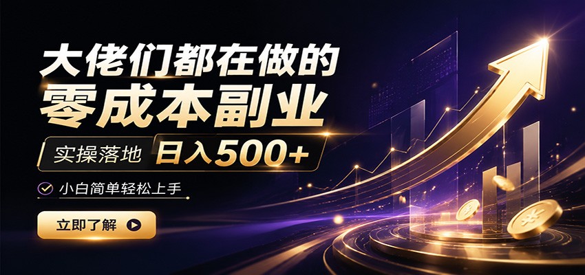 大佬们都在做的零成本副业，实操落地日入500+，小白一秒上手 - 啥好玩-啥好玩