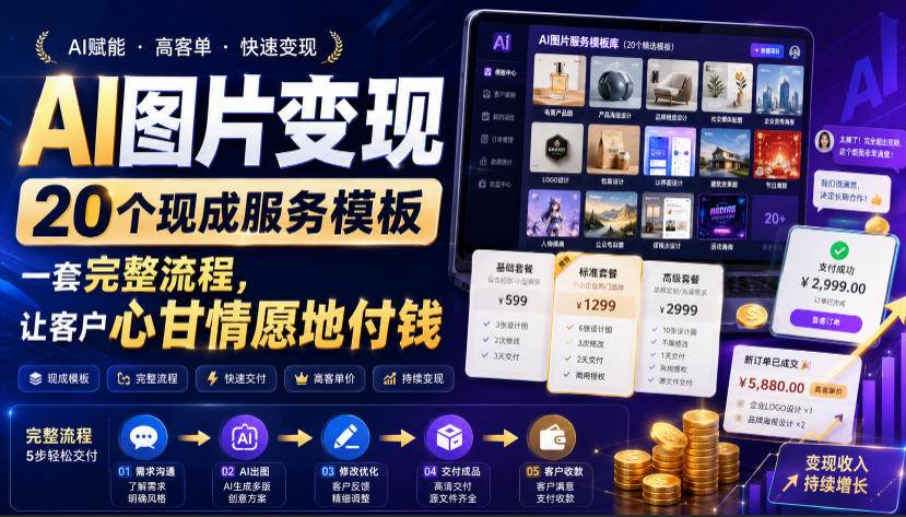 （19395期）AI图片变现，20个现成服务模板，一套完整流程，让客户心甘情愿地付钱【原创双语字幕】 - 啥好玩-啥好玩