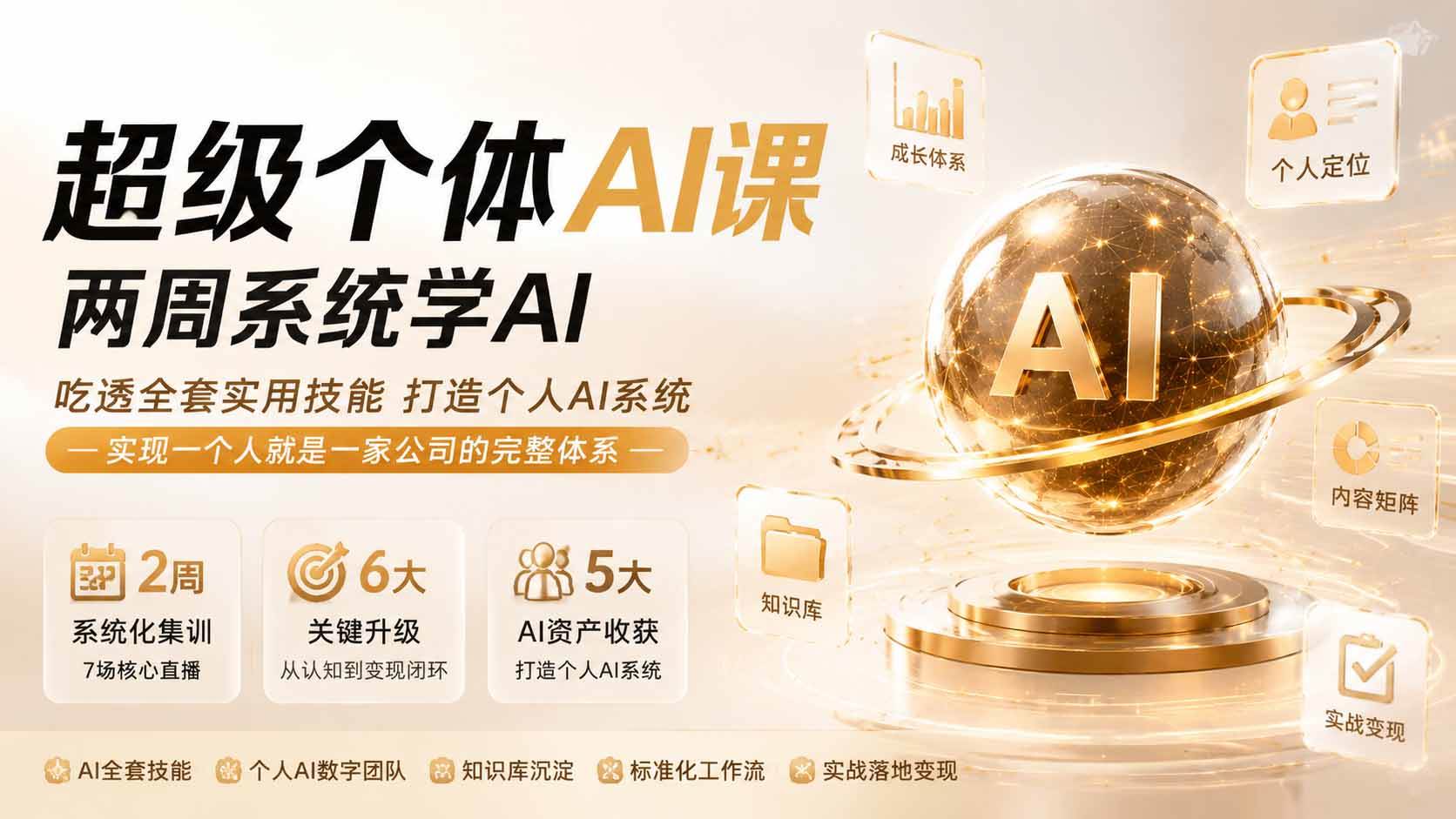 【精】超级个体AI课 两周系统学AI；吃透全套实用技能打造个人AI系统，实现一个人就是一家公司的完整体系-啥好玩副业网