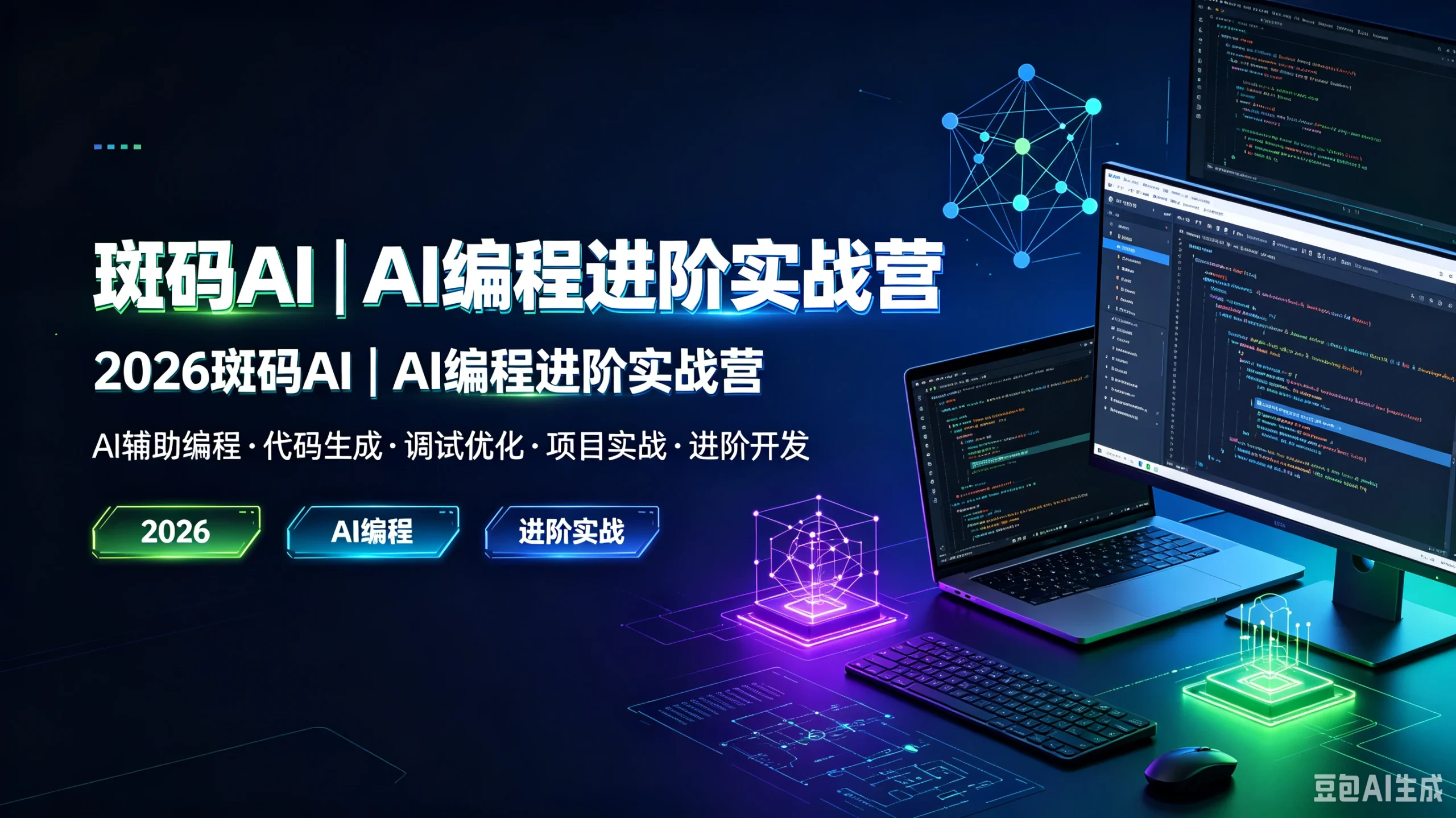 【精】斑码AI|AI编程进阶实战营,2026斑码AI|AI编程进阶实战营,AI辅助编程、代码生成、调试优化、项目实战、进阶开发 - 啥好玩副业网-啥好玩副业网