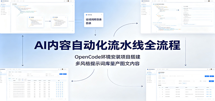 AI内容自动化流水线全流程：OpenCode环境安装项目搭建，多风格提示词库量产图文内容 - 啥好玩-啥好玩