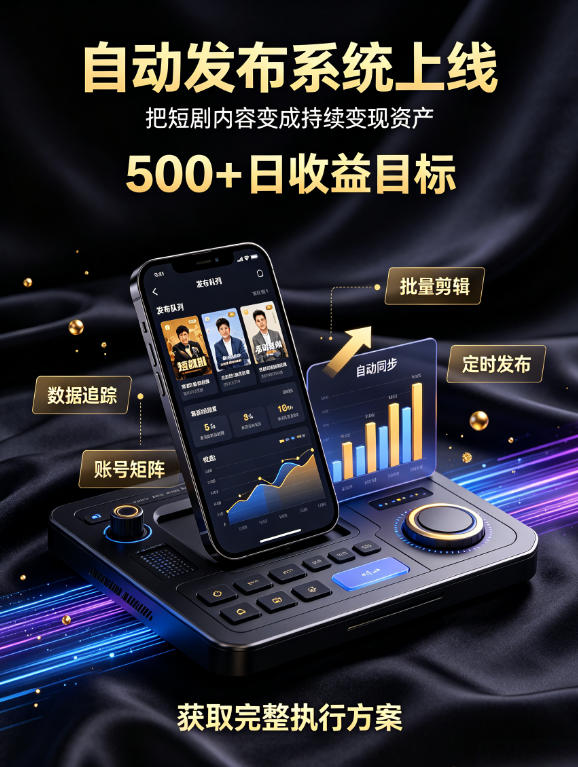 还在找靠谱线上副业？快手短剧项目，全程自动发布内容，不用熬夜做视频，轻松日入500+【揭秘】 - 啥好玩副业网-啥好玩副业网