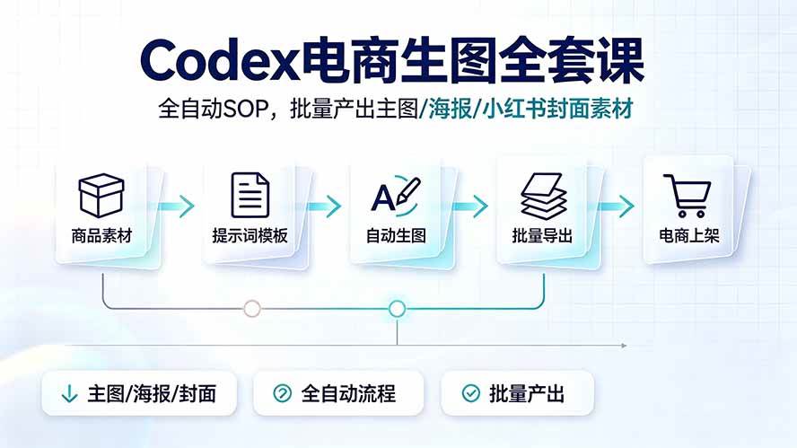 （19256期）Codex电商生图全套课｜全自动SOP，批量产出主图/海报/小红书封面素材 - 啥好玩-啥好玩