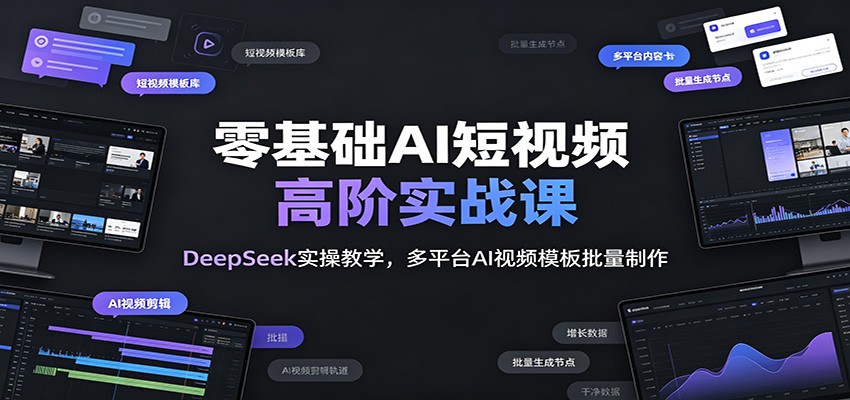 零基础AI短视频高阶实战课：DeepSeek实操教学，多平台AI视频模板批量制作 - 啥好玩-啥好玩