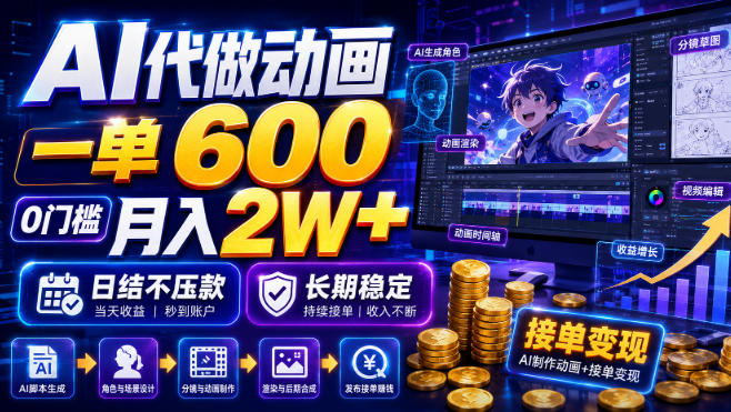 AI代做动画，一单600，0门槛月入2W+，日结不压款，长期稳定【揭秘】 - 啥好玩-啥好玩