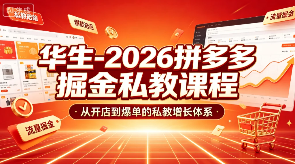 【精】华生-2026拼多多掘金私教课程，从开店到爆单的私教增长体系（更新26年7月）-啥好玩
