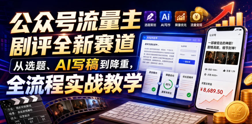 公众号流量主剧评全新赛道，从选题、AI写稿到降重，全流程实战教学 - 啥好玩-啥好玩