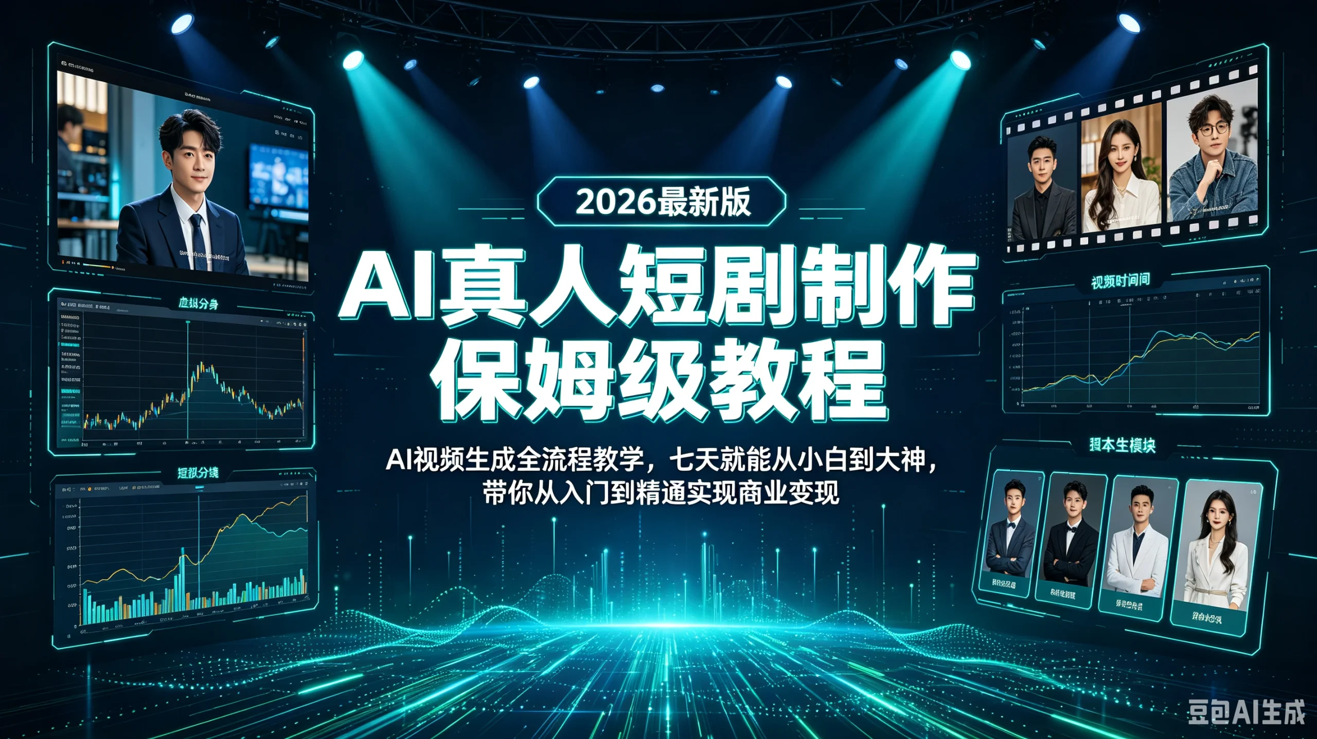 【精】AI真人短剧制作保姆级教程！2026最新版AI视频生成全流程教学！七天就能从小白到大神！带你从入门到精通实现商业变现！-啥好玩副业网