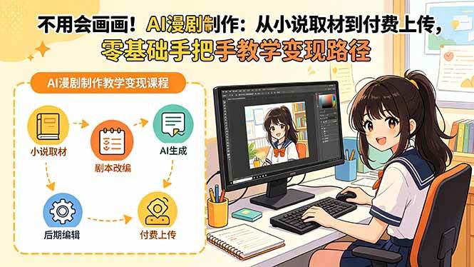 （19429期）不用会画画！AI漫剧制作：从小说取材到付费上传，零基础手把手教学变现路径（更新） - 啥好玩-啥好玩