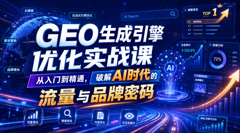 GEO生成引擎优化实战课，从入门到精通，破解AI时代的流量与品牌密码 - 啥好玩-啥好玩