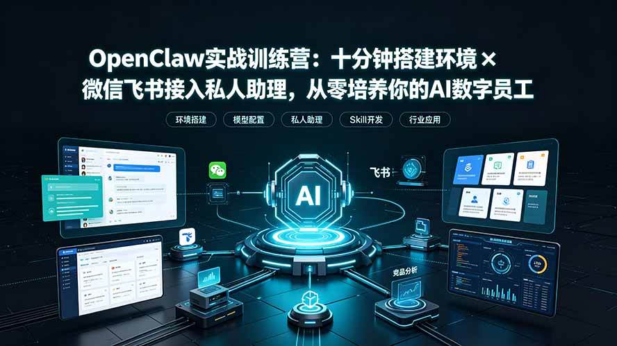 （19287期）OpenClaw实战特训营：十分钟搭建环境×微信飞书接入私人助理，从零培养你的AI数字员工 - 啥好玩-啥好玩
