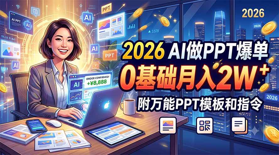 （19284期）2026 AI做PPT爆单，0基础月入2W，附万能PPT模板和指令 - 啥好玩-啥好玩