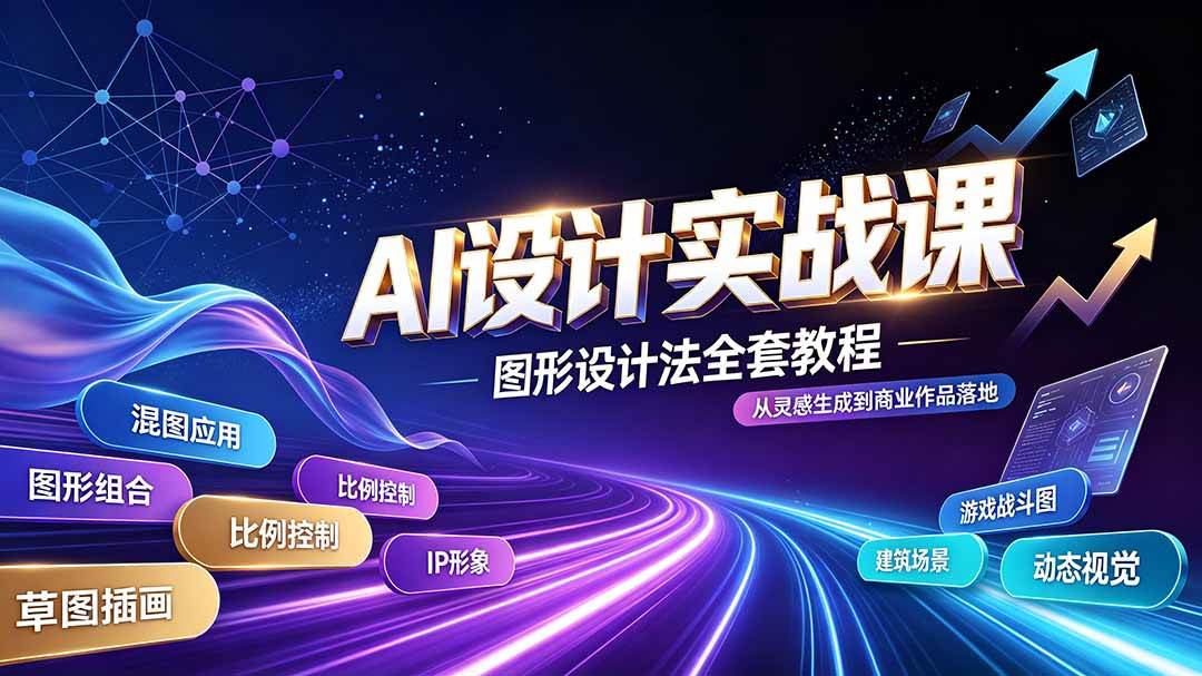 （19554期）AI设计实战课｜图形设计法全套教程，解锁AI工作流技法，精通插画IP、建筑、游戏视觉创作-啥好玩