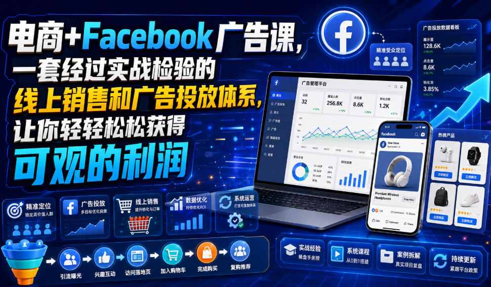 电商+Facebook广告课，一套经过实战检验的线上销售和广告投放体系，让你轻轻松松获得可观的利润【原创双语字幕】-啥好玩