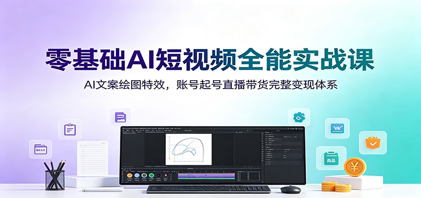 零基础AI短视频全能实战课：AI文案绘图特效，账号起号直播带货完整变现体系-啥好玩