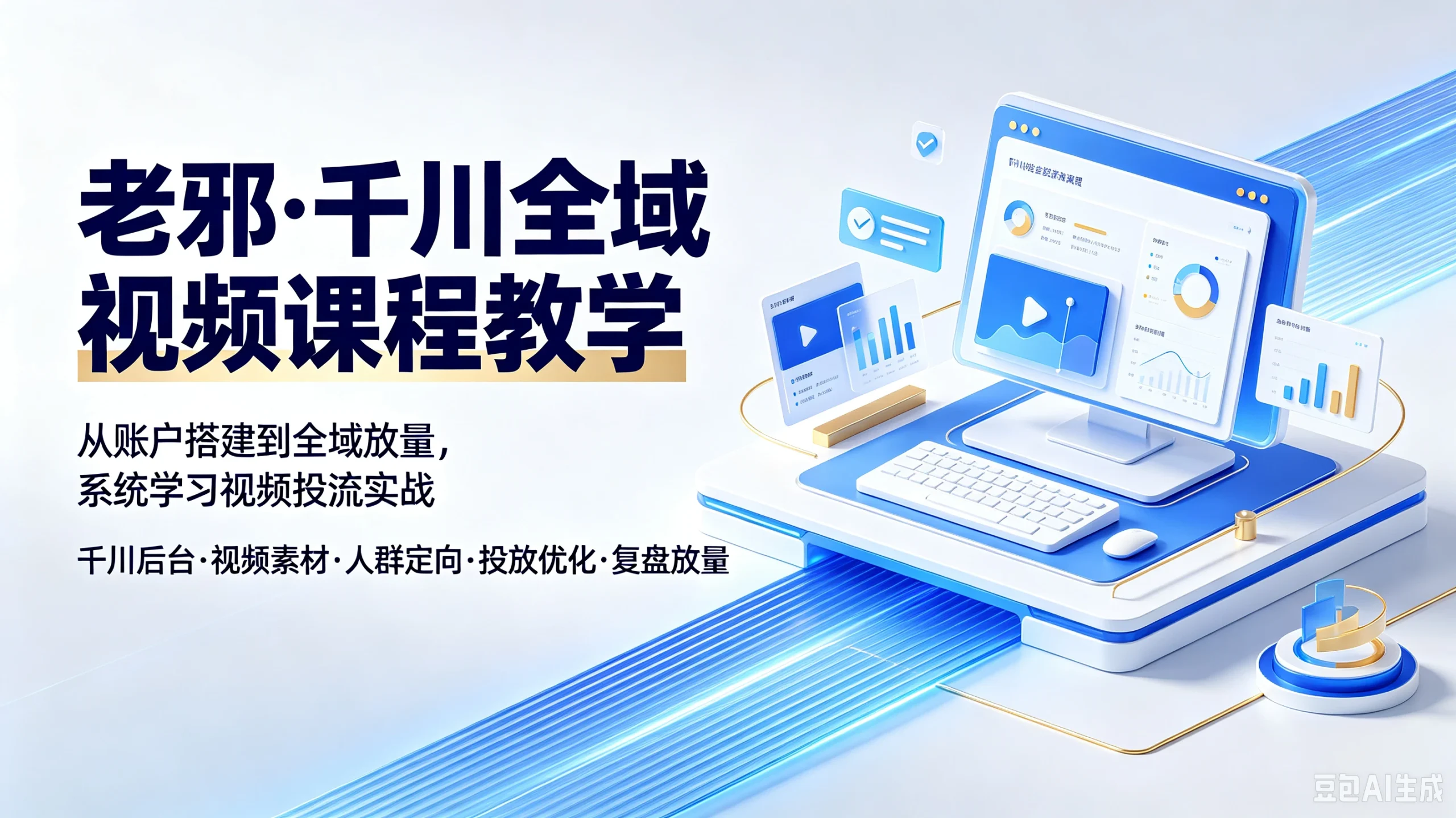 【精】老邪·千川全域视频课程教学,从账户搭建到全域放量,系统学习视频投流实战,千川后台、视频素材、人群定向、投放优化、复盘放量 - 啥好玩副业网-啥好玩副业网