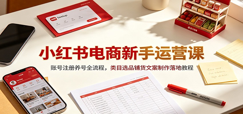 小红书电商新手运营课：账号注册养号全流程，类目选品铺货文案制作落地教程 - 啥好玩-啥好玩