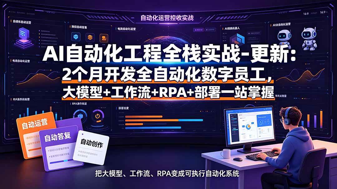 （19279期）AI自动化工程全栈实战-更新：2个月开发全自动化数字员工，大模型+工作流+RPA+部署一站式掌握 - 啥好玩-啥好玩