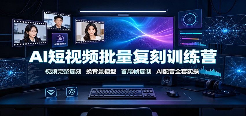 AI短视频批量复刻训练营：视频完整复刻，换背景模型、首尾帧复制、AI配音全套实操-啥好玩