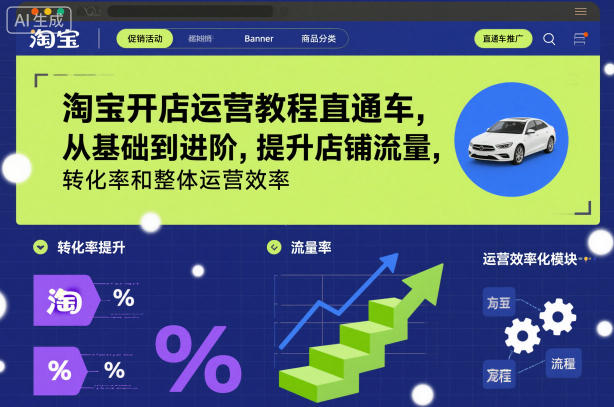 淘宝开店运营教程直通车，从基础到进阶，提升店铺流量，转化率和整体运营效率（更新26年07月11日）-啥好玩