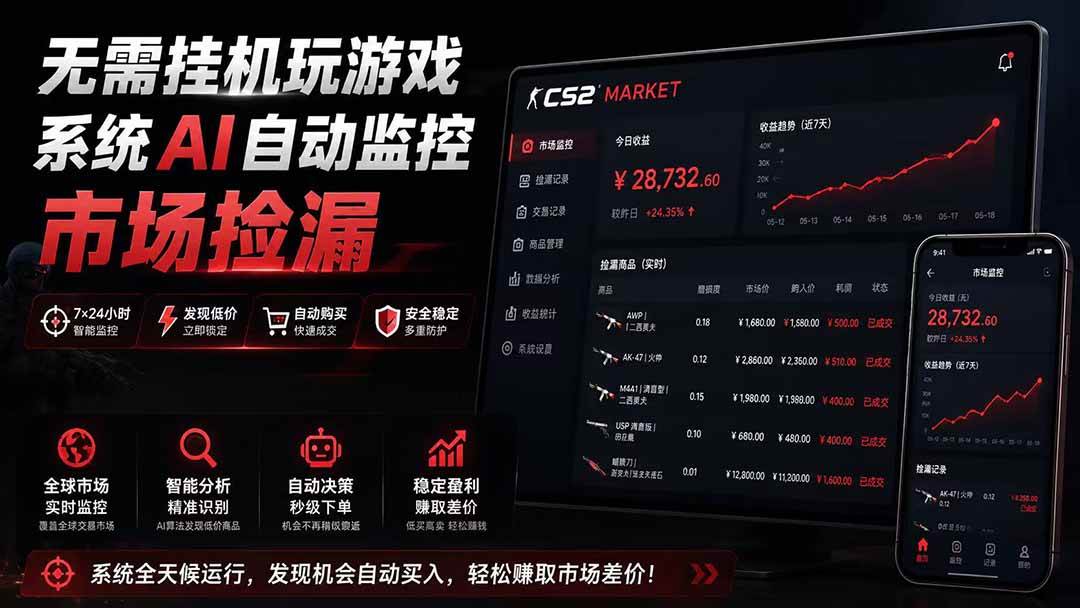 （19555期）系统AI自动监控市场捡漏，不用玩游戏|只需要一部手机|支持任何形式数据验证-啥好玩