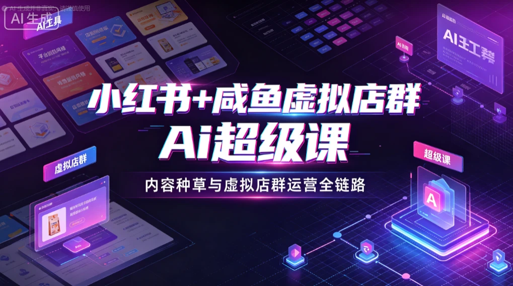 【精】小红书+咸鱼虚拟店群Ai超级课，内容种草与虚拟店群运营全链路-啥好玩