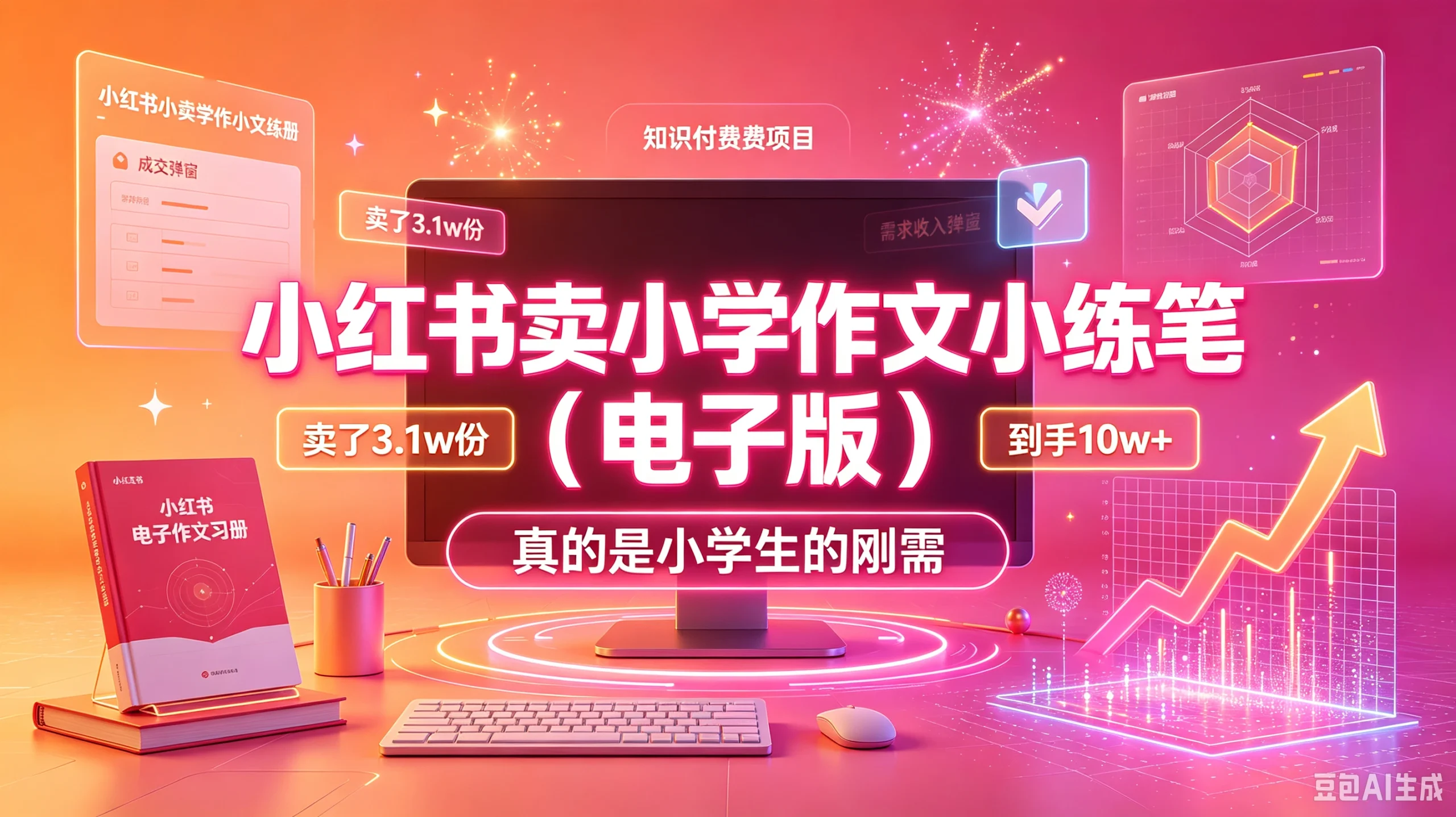 【精】小红书卖小学作文小练笔（电子版），卖了3.1w份，到手10w+，真的是小学生的刚需-啥好玩副业网