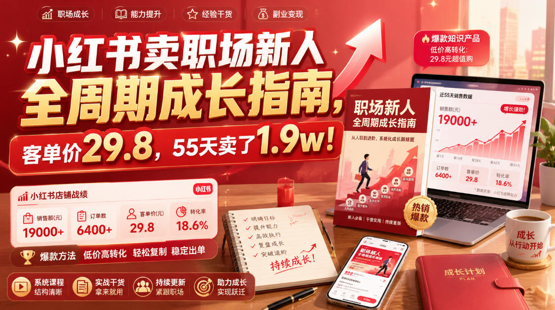 小红书卖职场新人全周期成长指南，客单价29.8，55天卖了1.9w！ - 啥好玩-啥好玩