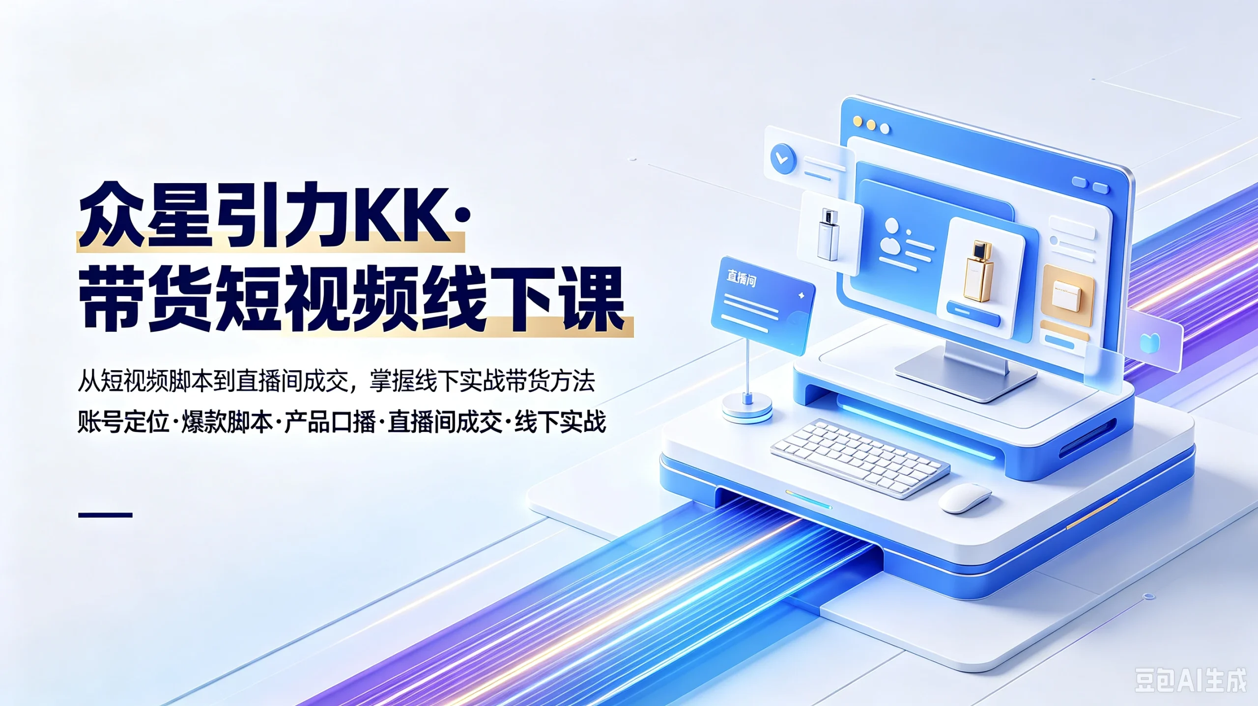 【精】众星引力KK·带货短视频线下课,从短视频脚本到直播间成交,掌握线下实战带货方法,账号定位、爆款脚本、产品口播、直播间成交、线下实战 - 啥好玩副业网-啥好玩副业网