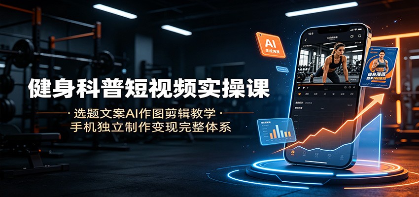 健身科普短视频实操课：选题文案AI作图剪辑教学，手机独立制作变现完整体系 - 啥好玩-啥好玩