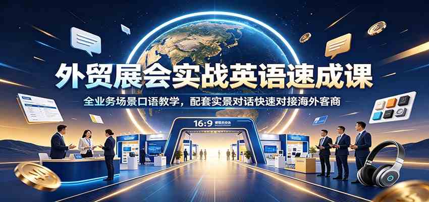 外贸展会实战英语速成课：全业务场景口语教学，配套实景对话快速对接海外客商 - 啥好玩-啥好玩