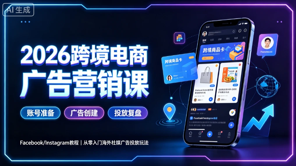 【精】2026跨境电商广告营销课，Facebook/Instagram教程，从零入门海外社媒广告投放玩法-啥好玩