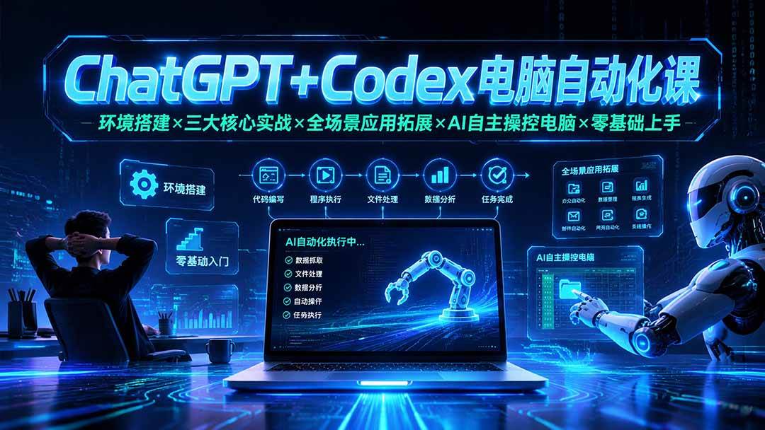 （19583期）ChatGPT+Codex电脑自动化课：环境搭建×三大核心实战×全场景应用拓展×AI自主操控电脑×零基础上手-啥好玩
