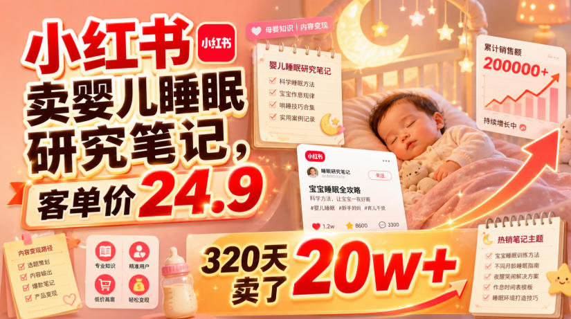 小红书卖婴儿睡眠研究笔记，客单价24.9，320天卖了20w+ - 啥好玩-啥好玩