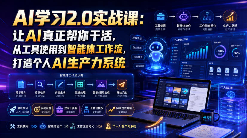 AI学习2.0实战课：让AI真正帮你干活，从工具使用到智能体工作流，打造个人AI生产力系统 - 啥好玩-啥好玩