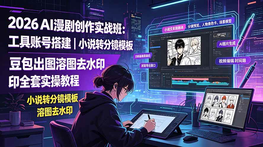 （19433期）2026AI漫剧创作实战班：工具账号搭建｜小说转分镜模板｜豆包出图溶图去水印全套实操教程 - 啥好玩-啥好玩