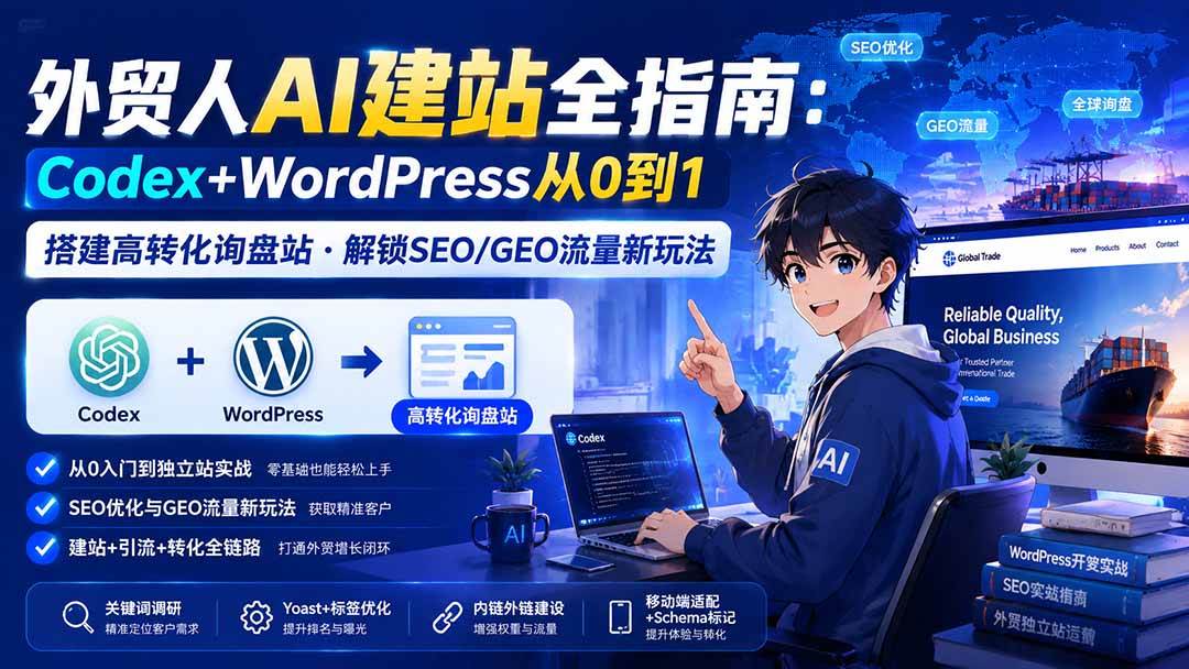 （19818期）外贸人AI建站全指南：Codex+WordPress从0到1·搭建高转化询盘站·解锁SEO/GEO流量新玩法-更新 - 啥好玩副业网-啥好玩副业网