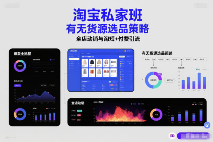 淘宝私家班，有无货源选品策略，高成功率爆款全流程打法，全店动销与淘短+付费引流（更新2026年08月05日） - 啥好玩副业网-啥好玩副业网