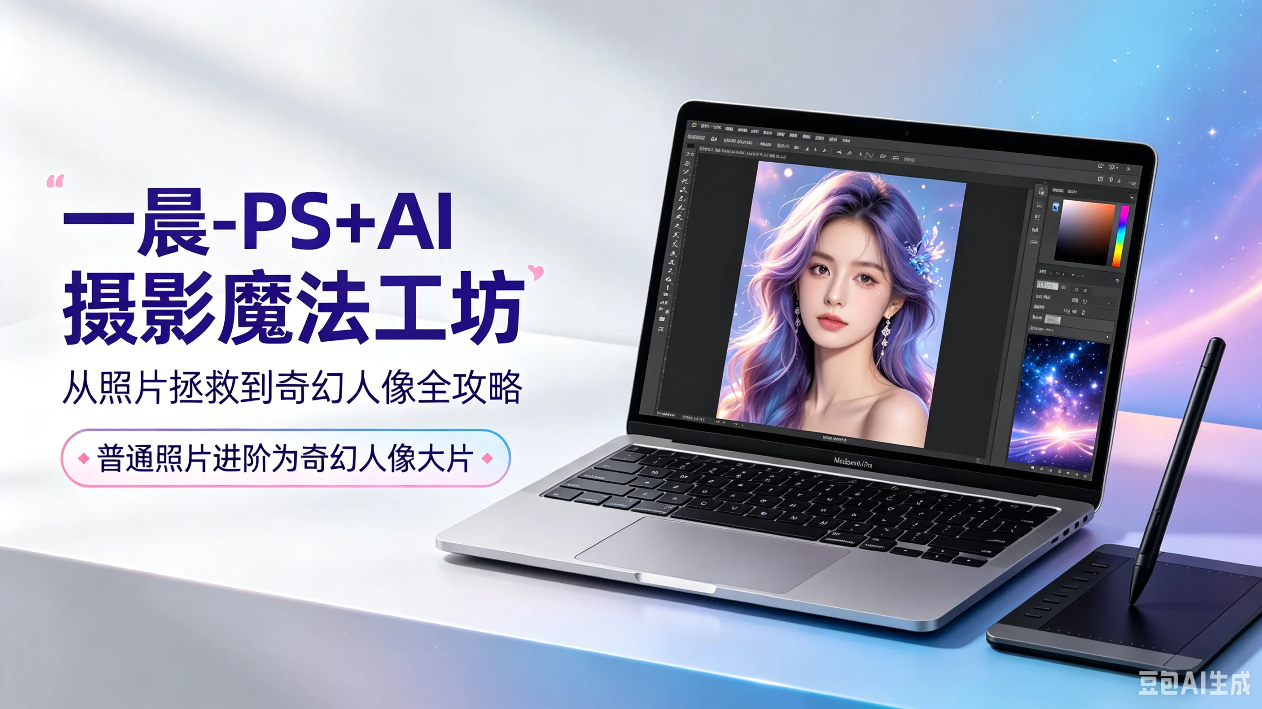 【精】一晨-PS+AI 摄影魔法工坊从照片拯救到奇幻人像全攻略-啥好玩