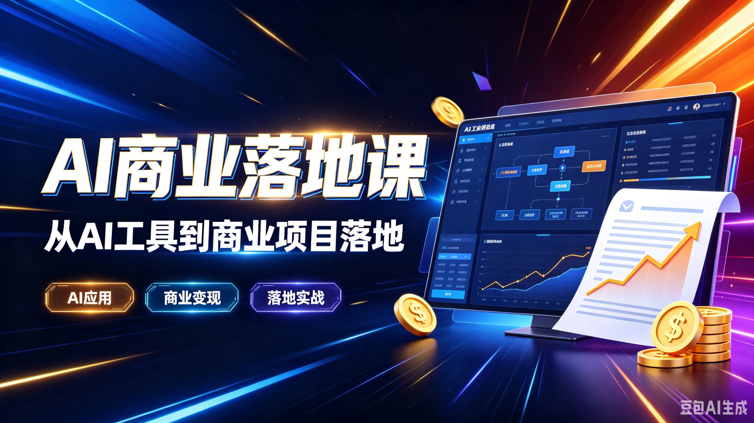 【精】AI商业落地课从AI工具到商业项目落地，AI应用、商业变现、落地实战 - 啥好玩-啥好玩