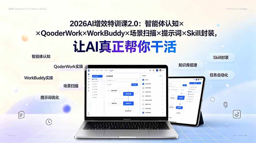 （19368期）2026AI增效特训课2.0：智能体认知×QoderWork×WorkBuddy×场景扫描×提示词×Skill封装，让AI真正帮你干活 - 啥好玩-啥好玩
