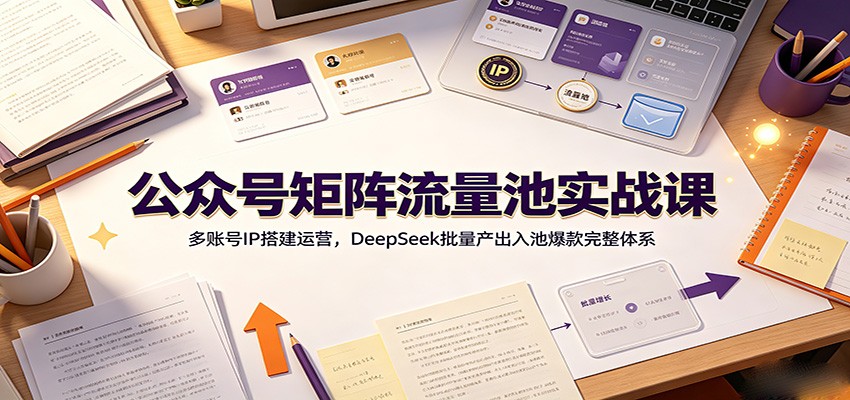 公众号矩阵流量池实战课：多账号IP搭建运营，DeepSeek批量产出入池爆款完整体系 - 啥好玩-啥好玩
