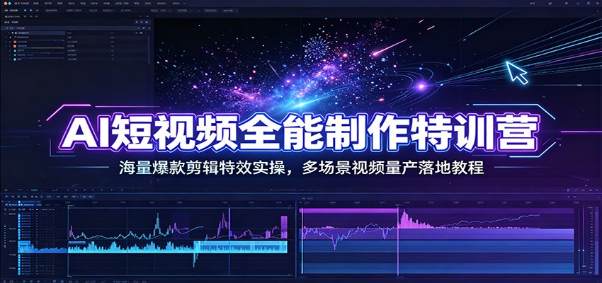 AI短视频全能制作特训营：海量爆款剪辑特效实操，多场景视频量产落地教程-啥好玩