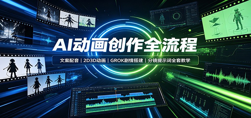 AI动画创作全流程：文案配音，2D3D动画，GROK剧情搭建，分镜提示词全套教学 - 啥好玩副业网-啥好玩副业网